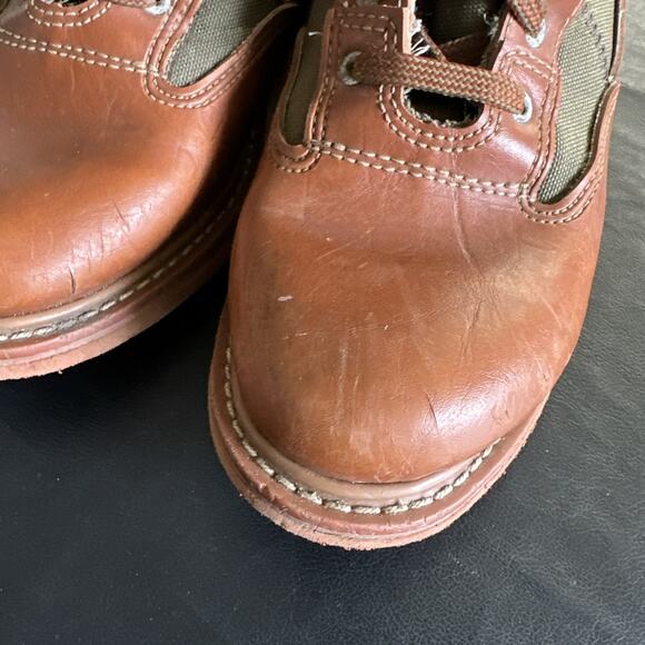 L.L.Bean Boots Mens Size 10 Brown Green Leather Canvas Hiking Fly Fishing BP main image 6